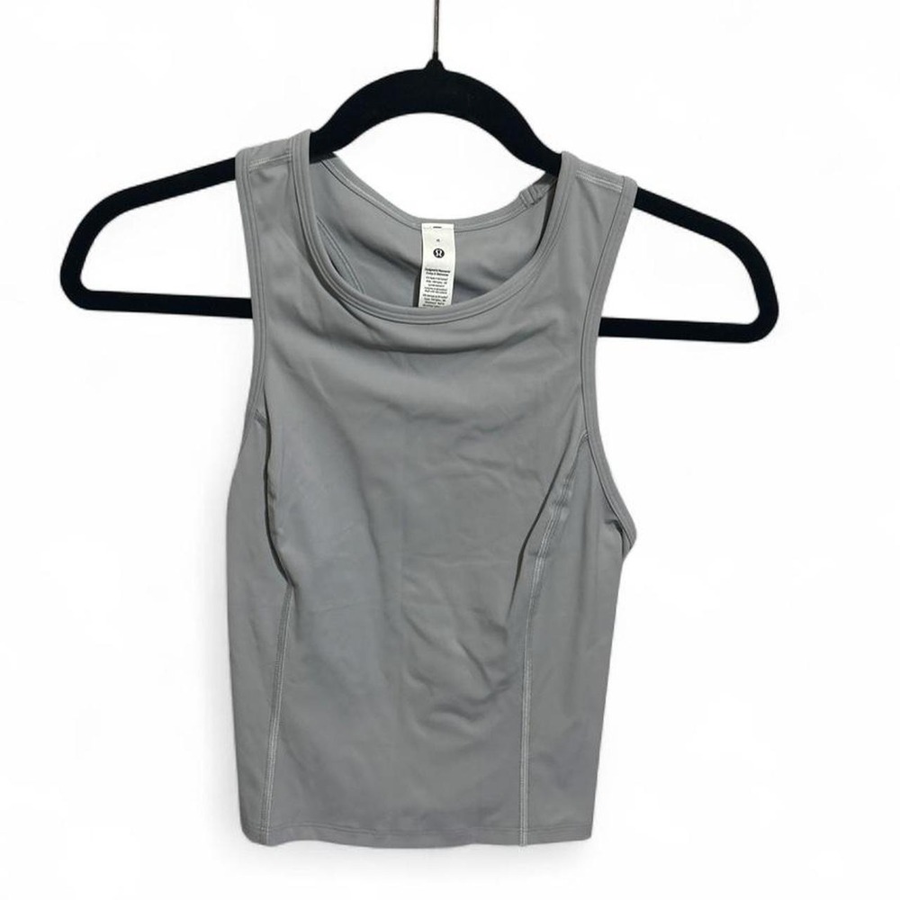 Lululemon Nulux Racerback Cropped Run Tank Top -‎ Size 6 - Grey - B60- IC